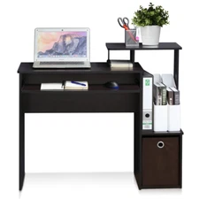 Econ Multipurpose Home Office Computer Writing Desk with Bin, French Oak Grey 