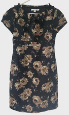 BODEN Women's Black Floral Wool Lined Shift Dress Sz 4P