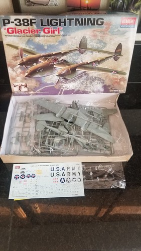 OLDER ACADEMY P-38F LIGHTNING "GLACIER GIRL" 1/48 SCALE PLANE MODEL KIT