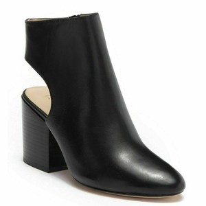 black leather cut out ankle boots