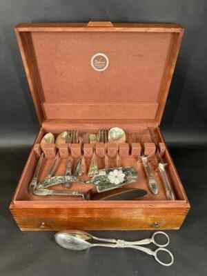 Vintage Naken's Silverware Chest & Mixed Set Rogers Silver Plate