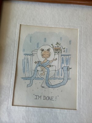 Bathroom Cartoon Blonde Girl Print 10 X 8 Framed