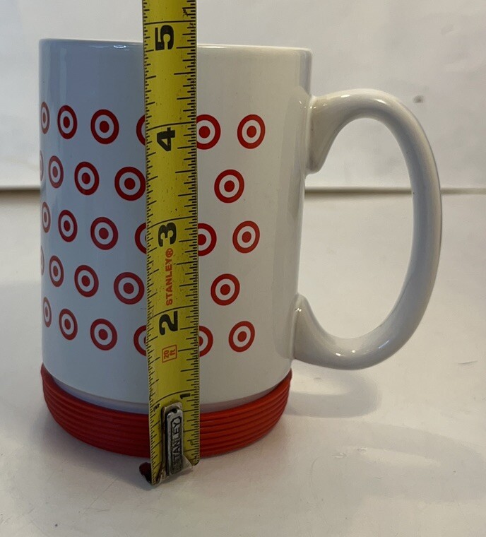 M-Ware Target Ceramic Mug Bullseye Logo Removable Rubber Coaster Bottom 14-16oz