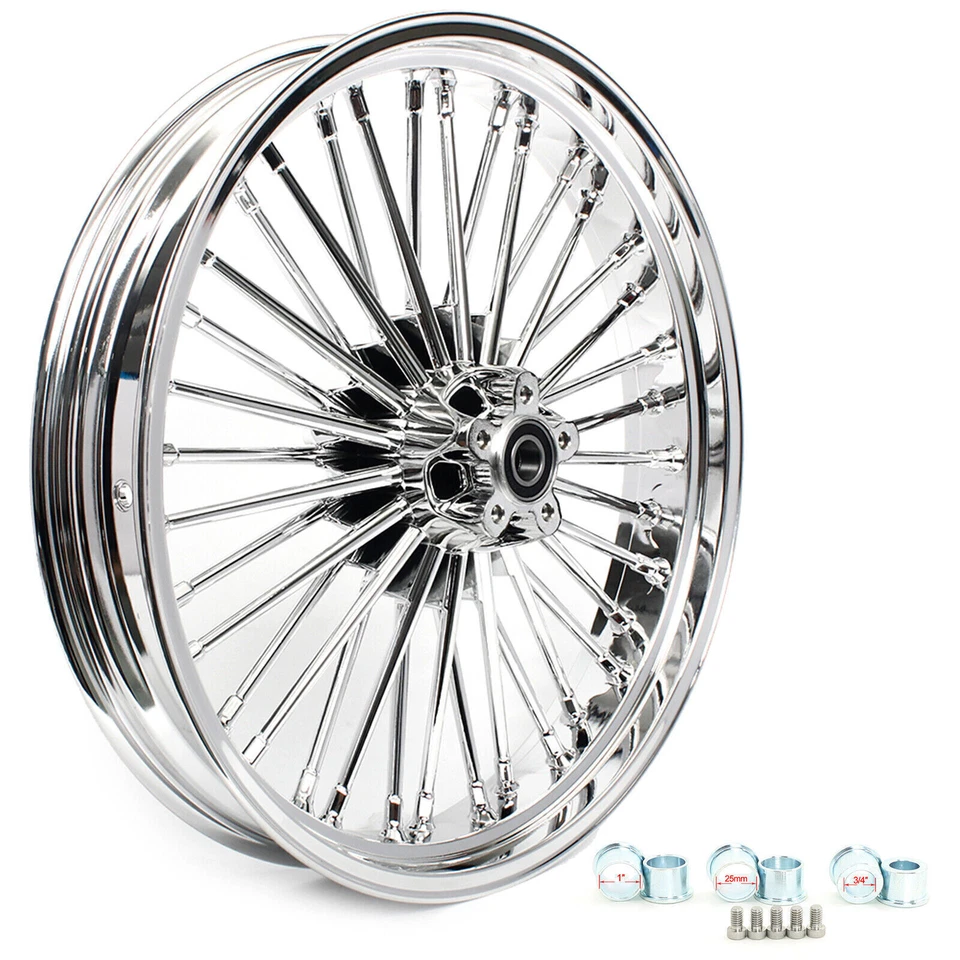 21x3,5 Cerchi Ruota Anteriore Cromata per Harley Touring Road King Electra Glide - Immagine 2 di 4