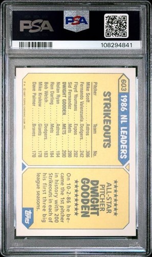 1987 TOPPS TIFFANY ALL-STAR #603 DWIGHT GOODEN PSA 9 - New Slab - Free Shipping - Picture 2 of 2