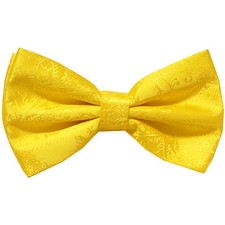 New men's pre-tied bowtie paisley polyester formal wedding yellow party prom