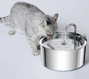 Fontaine d'eau de chien en acier inoxydable 3.2L Automatique USB Bol d'alimentation silencieux pour animaux de compagnie