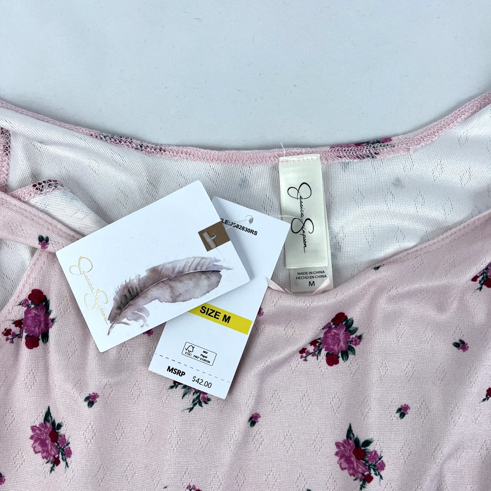 Новые женские Jessica Simpson Sleepwear Кокетливое платье для сна Sz M новый с Ярлыками цветочный розовый - Изображение 4 из 4