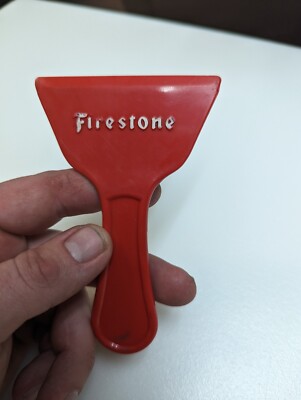 Firestone Ice Scraper Advertising Vintage Washington Tire Waukegan IL Red Promo