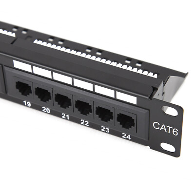 Patchpanel Cat6 24 Port RJ45 Gigabit 19 Zoll Rack montierbar 1U & Back Bar