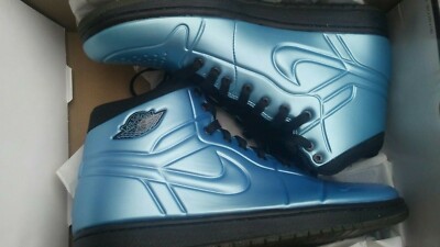 AIR JORDAN Retro AJ 1 anodized Nike BLUE black BASKETBALL SHOES SIZE u.s. 10