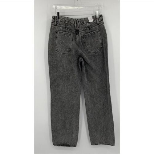Jeans Good American anni 90 gamba larga nero grigio sbiadito lavaggio acido dritto nuovo 29 8 - Foto 3 di 4