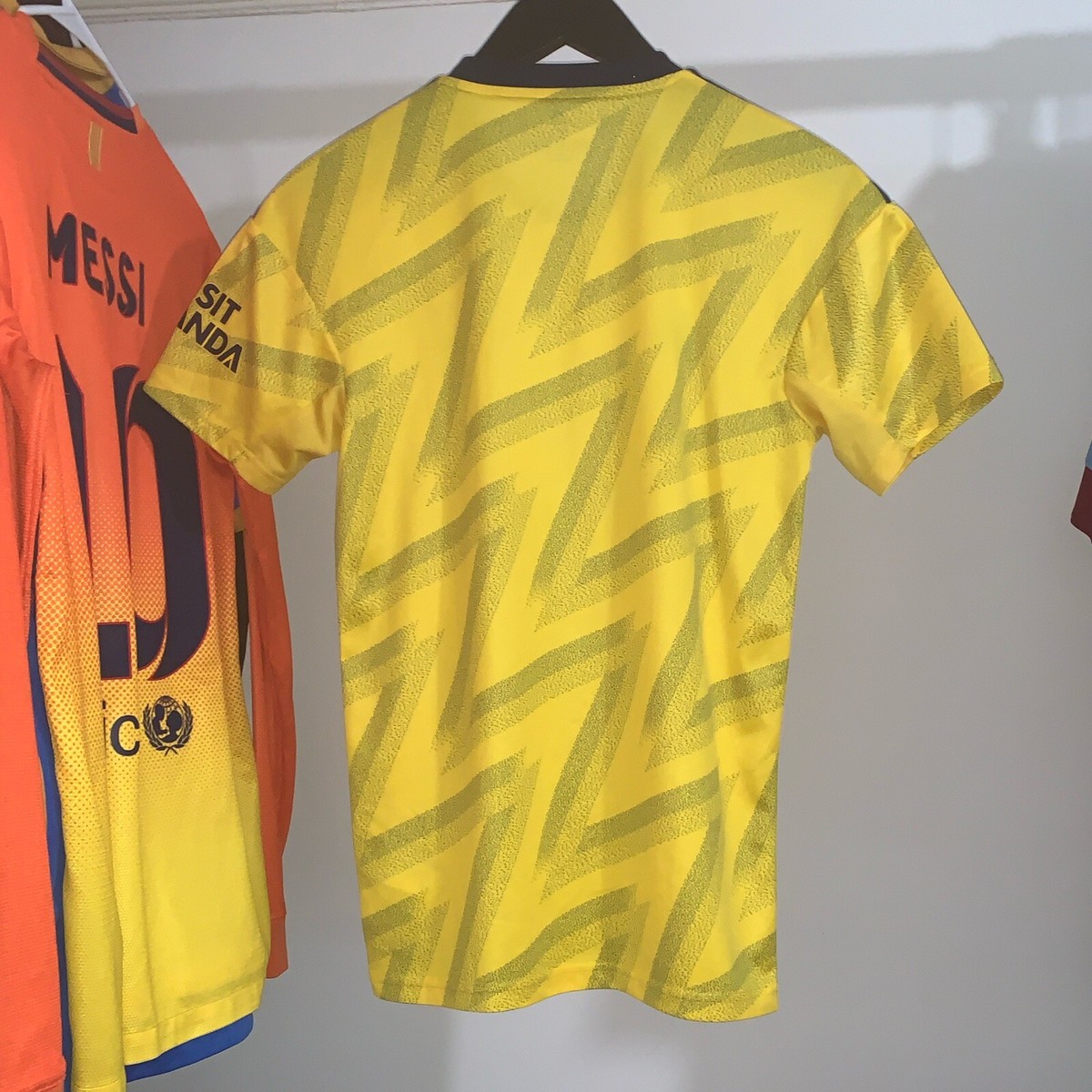 Arsenal 2019/20 Adidas Away Football Shirt Yellow Mens XS EH5635