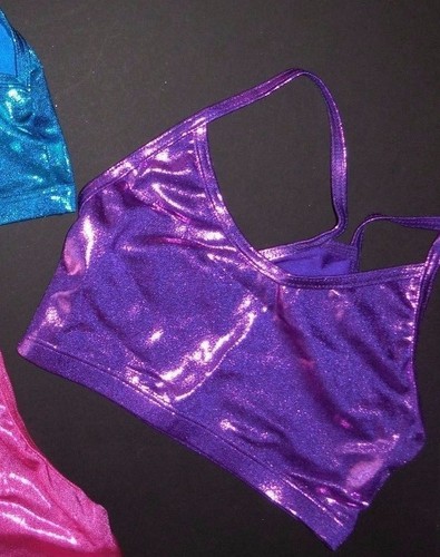 Metallic Folie Spandex Racerback Camisole BH Top Cheer Dance Acro Fitnessstudio ungefüttert - Bild 15 von 19