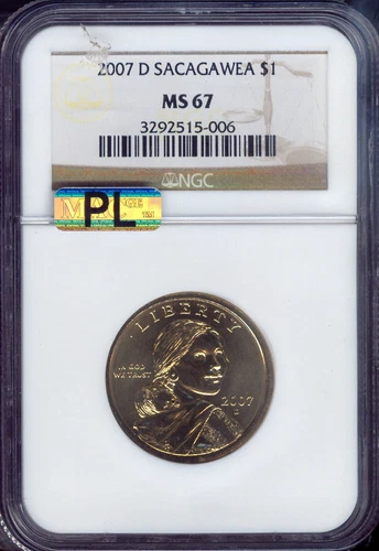2007-D Sacagawea Dollar NGC MS67 MAC PL Quality ✔️
