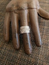 VINTAGE STERLING SILVER WAVY BRAIDED DESIGN 11 MM WIDE BAND RING SIZE 5.5