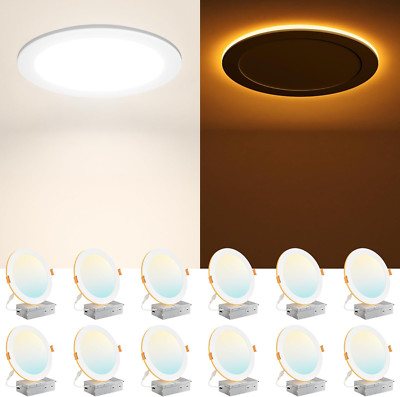 12 Pack 8'' Dimmable LED Recessed Lights, 5 Color Options, Ultra-Thin Design