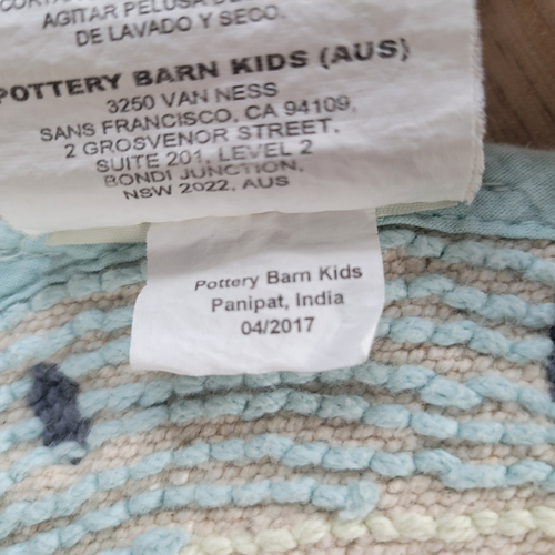 Pottery Barn Kids Bear Throw Rug 25" x 20" Cotton Bath Mat Blue PBK Washable - Picture 4 of 6