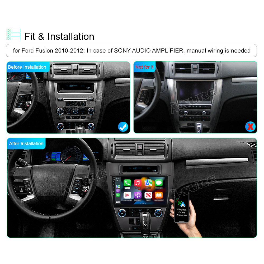 for Ford Fusion 20102012 Android 2+32G Wifi Carplay Car Stereo Radio