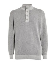 Image of Barbour Malcolm Half Button Knit Grey Marl Jumper For Man XXLarge