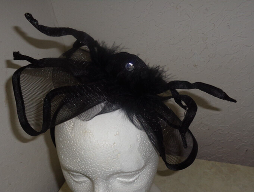 Lot 4 Fascinator Feathered Headband Hair Costume Spider Netting - Picture 6 of 14