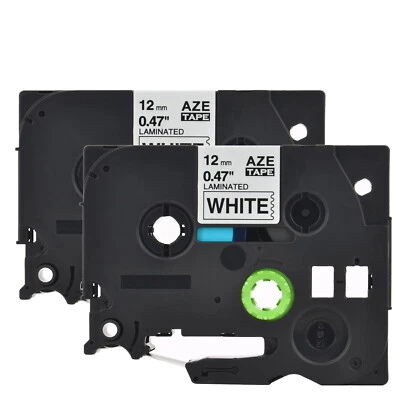 LABELTAPE Schriftband Ersatz für Brother TZe-231 TZ231 12mm Laminated White TZ Tape 2Stück