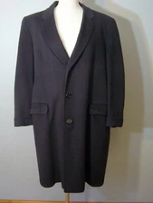 Vintage Hart Schaffner Marx Size L Long Coat Trench Black 100% Cashmere