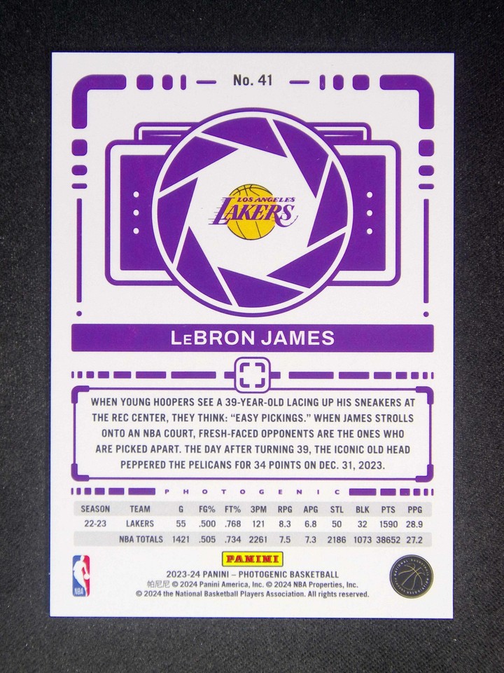 202324 Panini PhotoGenic LeBron James 41 Wedges /49 Frost Bank Center