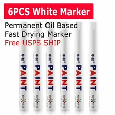 6PC White Paint Pen Marker Waterproof Permanent Car Tire Lettering Rubber Letter