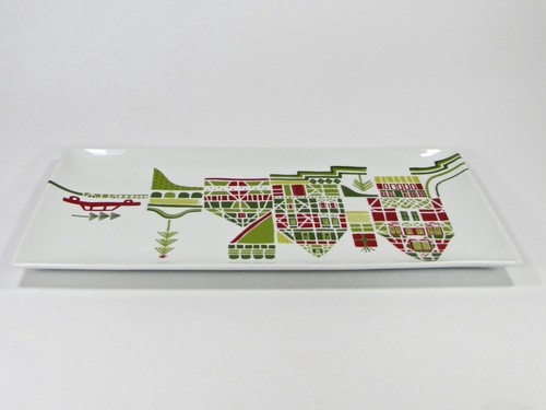 Crate & Barrel YULE TOWN 15" Rectangular Serving Platter Tray Christmas Village - Picture 7 of 9