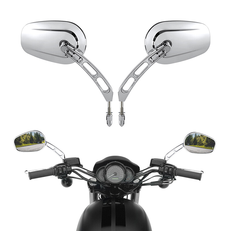 クロム L & R 8mm リアビューミラー Harley FLSTC ハーレー 【公式通販】