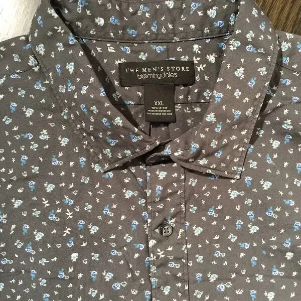 The Men's Store Bloomingdale's Charcoal Floral Button Up Casual Shirt L