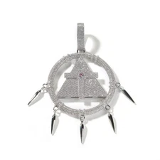 Hip Hop Geometric Pendant Necklace Bling Zircon Real White Gold Plated Jewelry