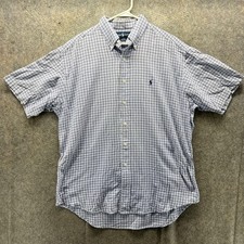 Ralph Lauren Blake Shirt Mens Large Blue Check Plaid Button Down Oxford Vintage