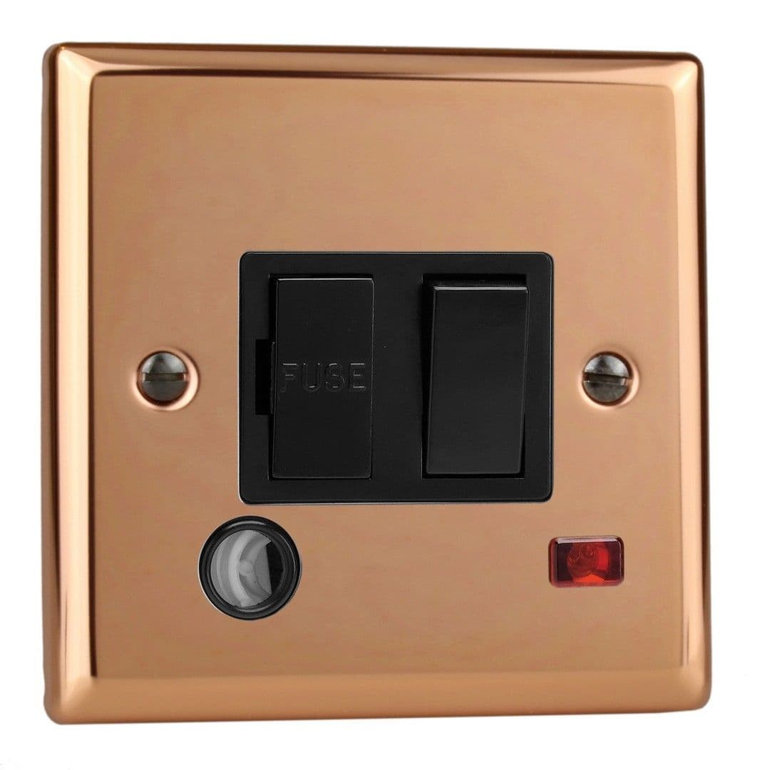 Varilight XY6FONB.CU Urban Polished Copper 13A Fused Spur + Neon + Flex Outlet