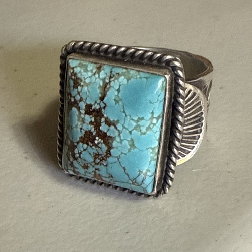 Sunshine Reeves 925 Sterling Silver Lone Mountain Turquoise Navajo Ring Sz 9.25