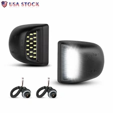 2X White LED License Plate Lights Tag Lamp w/Socket Wiring Harness For Chevy GMC