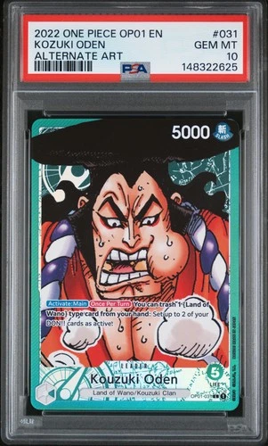 2022 ONE PIECE OP01-ROMANCE DAWN ALTERNATE ART #031 KOZUKI ODEN PSA 10