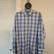Peter Millar Crown Collection Blue Yellow Plaid Shirt XL Cotton