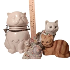 Cat Lovers 4 Vintage Ceramic Cat Figurine, Boston Warehouse Hinged  Jar,Artmark