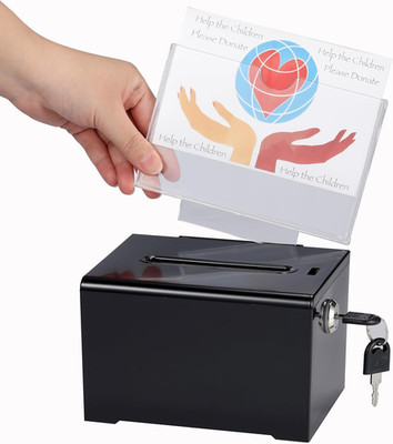 Adir Suggestion Box with Slot and Lock   Acrylic Donation Box for Fundraising, D
