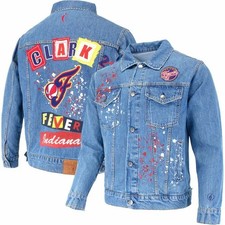 FISLL Caitlin Clark Las Vegas Aces WNBA Graffiti Denim Jacket Women's Size Small