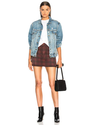 R13 Light Wash Blue Distressed Denim Holly Sky Trucker Jacket $625, Size XS