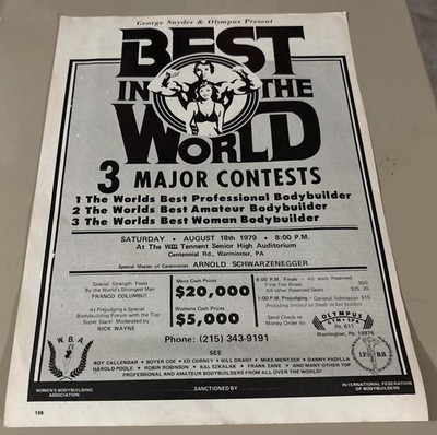 Arnold Schwarzenegger Guest Poser IFBB Bodybuilding Contest Ad Photo