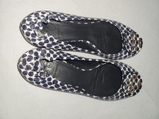 Tory Burch Polka Dot Leather Ballet Flats Womens Sz 6.5M Slip On Leather