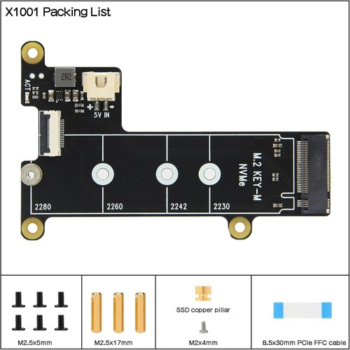 Geekworm X1001 M.2 KEY-M NVMe SSD Shield for Raspberry Pi 5 - Photo 5/14