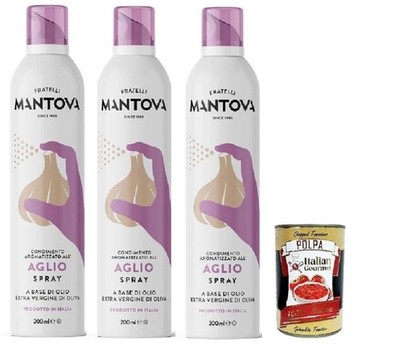 Mantova Sprayleggero Olivenöl Extra Vergine Knoblauch Spray 3x200ml +Polpa 400g