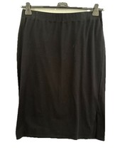 Eileen Fisher Back Organic Stretch Cotton Straight Midi Skirt Slit Sz L