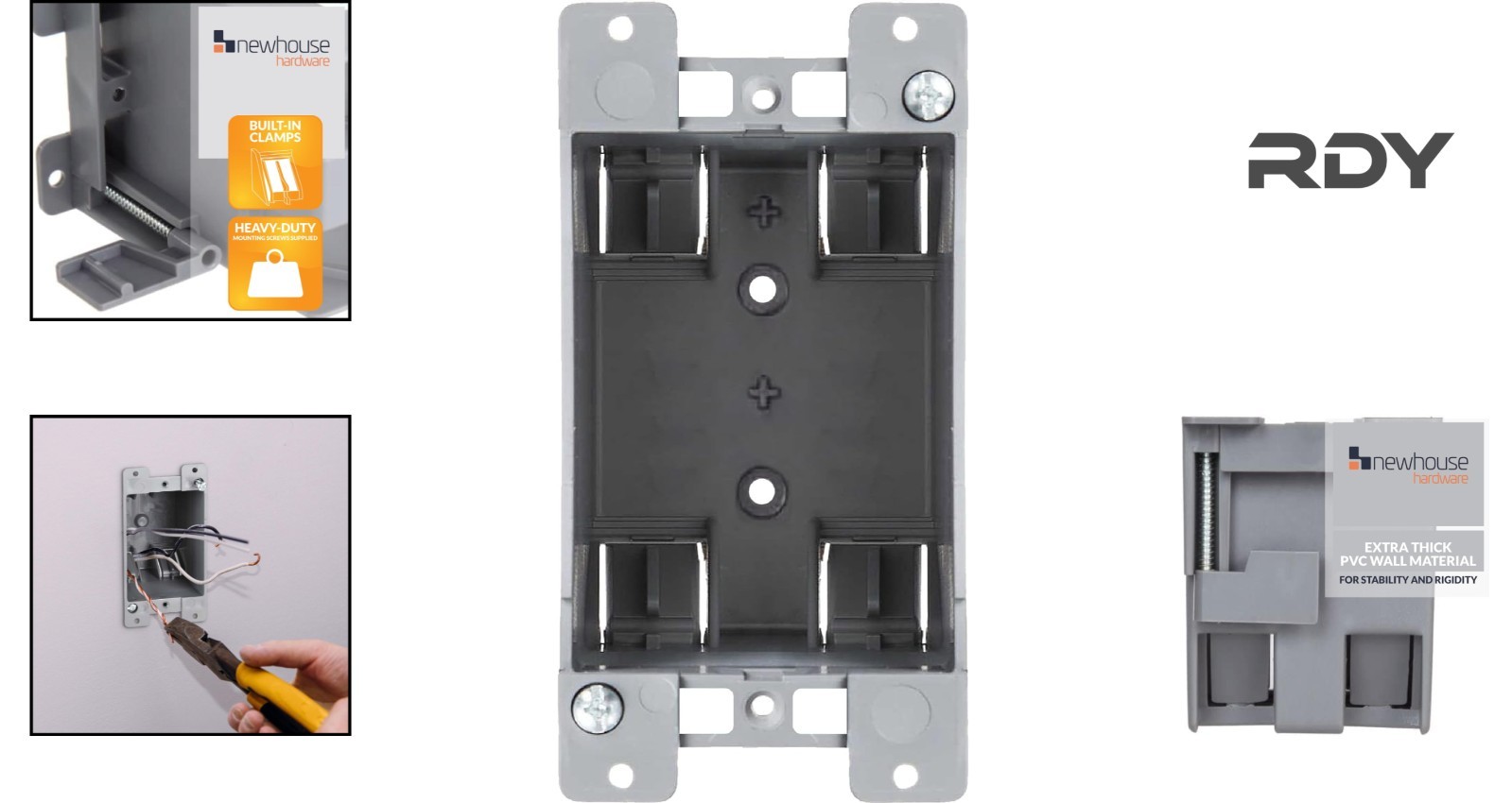 1-Gang PVC Electrical Outlet Box - 14 cu. in. Junction Box for Safe Installation