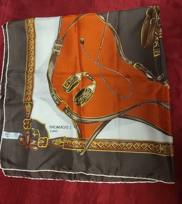 Vintage Seidentuch, handgerollt von Jean d Ormont, Reitermotiv T.B.E.